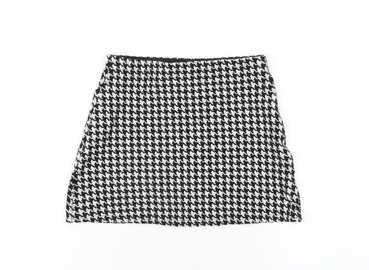 Mango Womens Black Geometric Cotton A-Line Skirt Size S