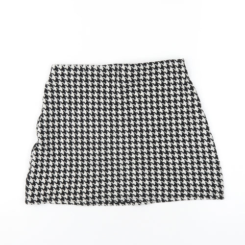 Mango Womens Black Geometric Cotton A-Line Skirt Size S