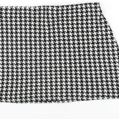 Mango Womens Black Geometric Cotton A-Line Skirt Size S