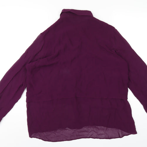 Whistles Womens Purple Polyester Basic Button-Up Size 14 Collared