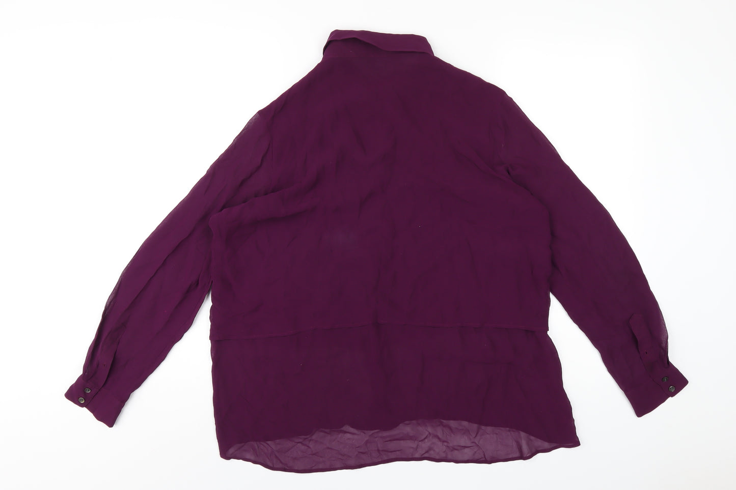 Whistles Womens Purple Polyester Basic Button-Up Size 14 Collared