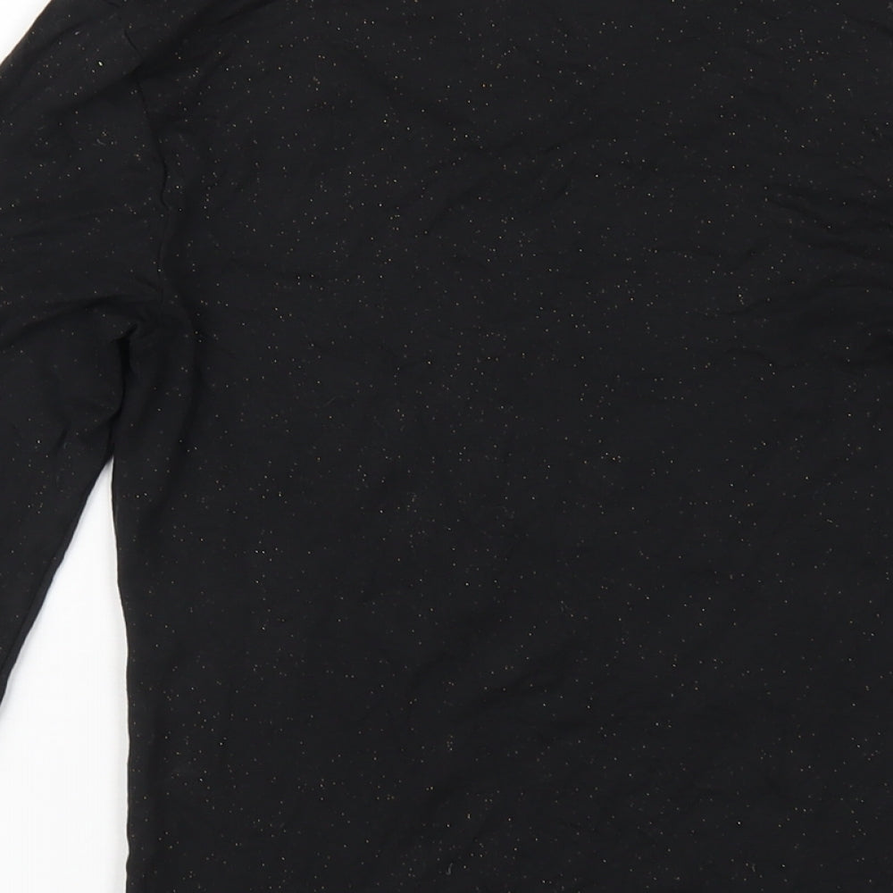 Marks and Spencer Womens Black Acrylic Basic T-Shirt Size 12 Scoop Neck