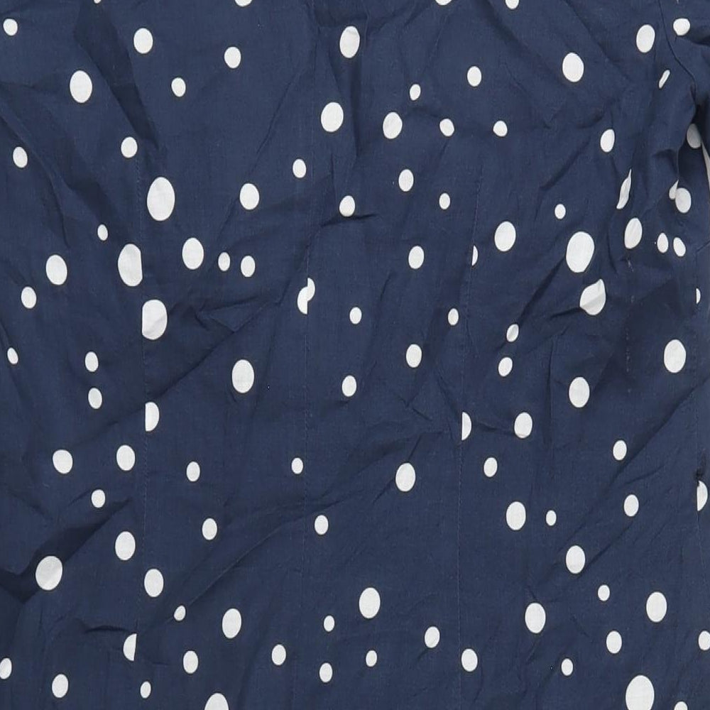 Jaeger Womens Blue Polka Dot Cotton Ball Gown Size 14 V-Neck Zip