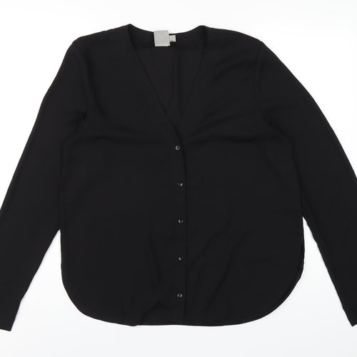 ASOS Womens Black Polyester Basic Button-Up Size 14 V-Neck