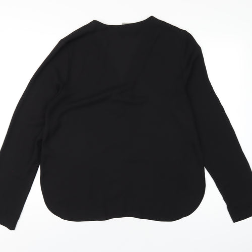 ASOS Womens Black Polyester Basic Button-Up Size 14 V-Neck