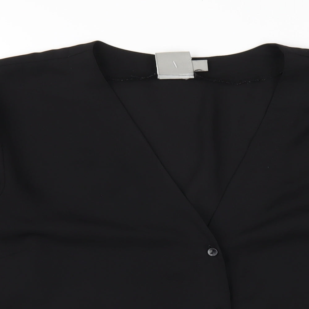 ASOS Womens Black Polyester Basic Button-Up Size 14 V-Neck