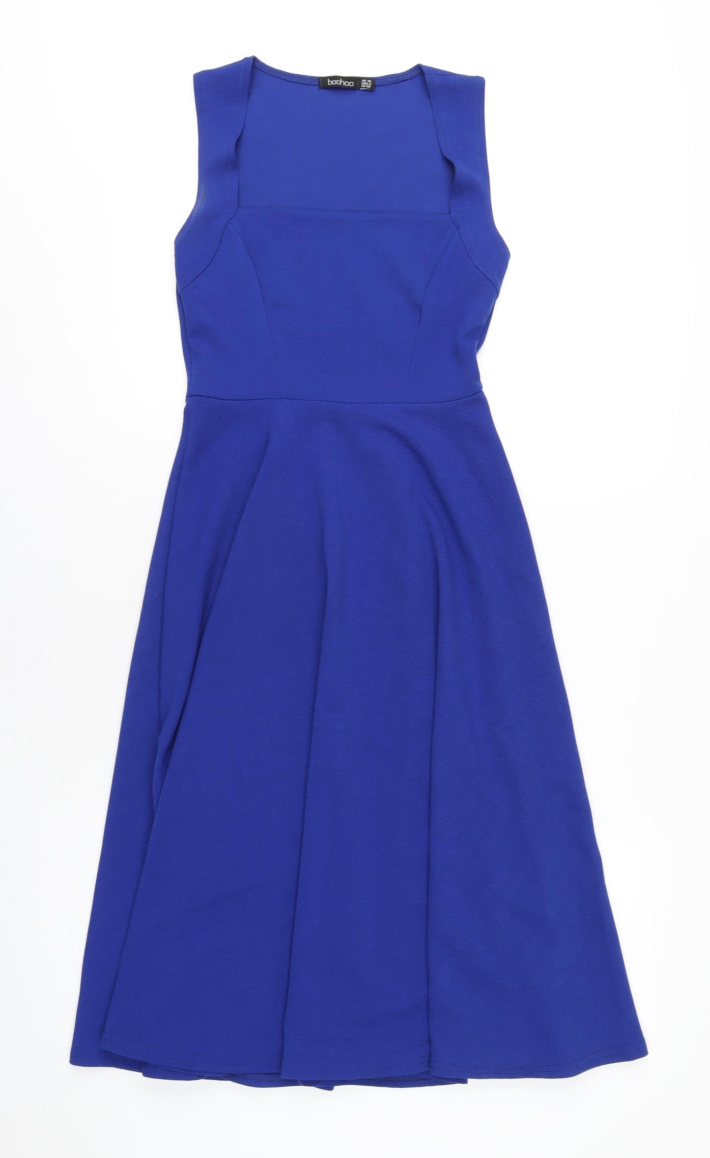 Boohoo Womens Blue Polyester A-Line Size 10 Square Neck Pullover