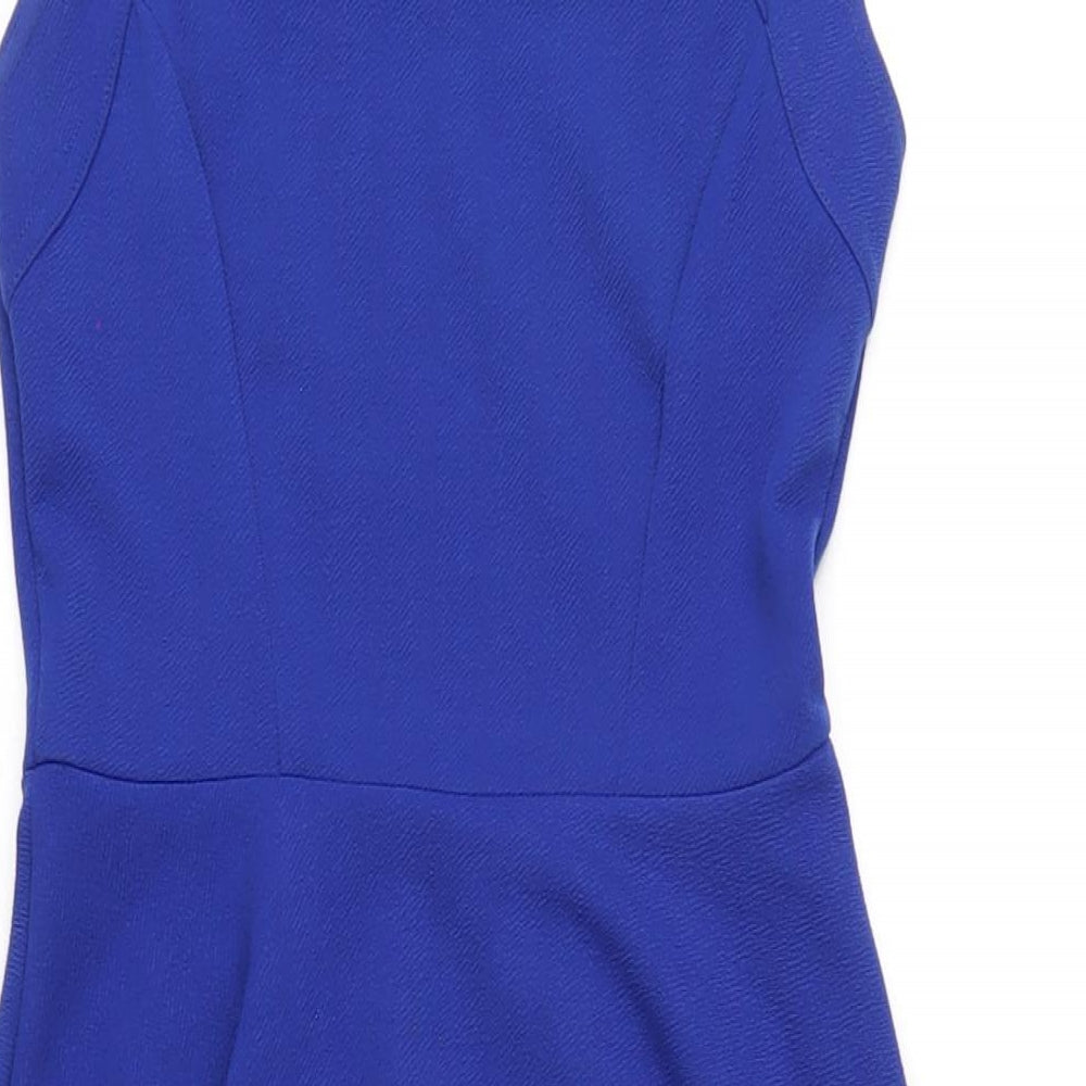 Boohoo Womens Blue Polyester A-Line Size 10 Square Neck Pullover