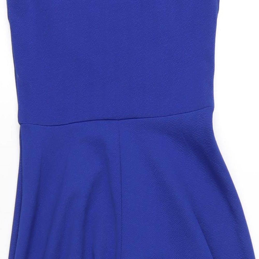 Boohoo Womens Blue Polyester A-Line Size 10 Square Neck Pullover