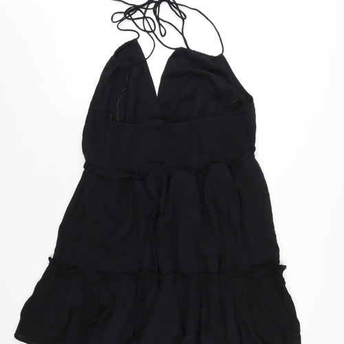 H&M Womens Black Cotton A-Line Size L V-Neck Pullover