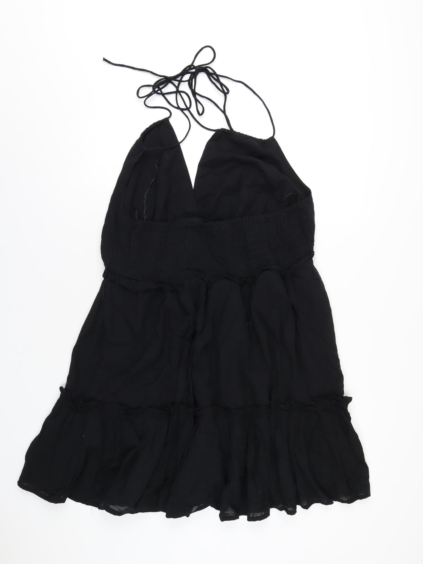 H&M Womens Black Cotton A-Line Size L V-Neck Pullover