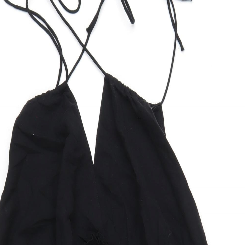 H&M Womens Black Cotton A-Line Size L V-Neck Pullover