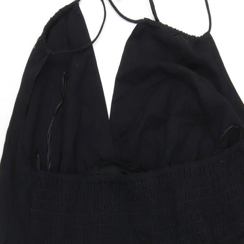 H&M Womens Black Cotton A-Line Size L V-Neck Pullover