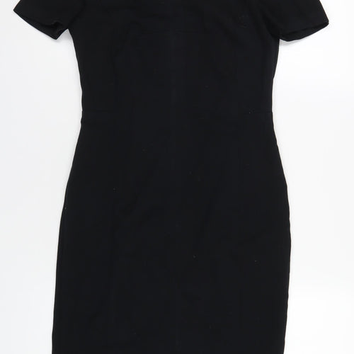 marksand Womens Blue Polyester Bodycon Size 8 Round Neck Zip