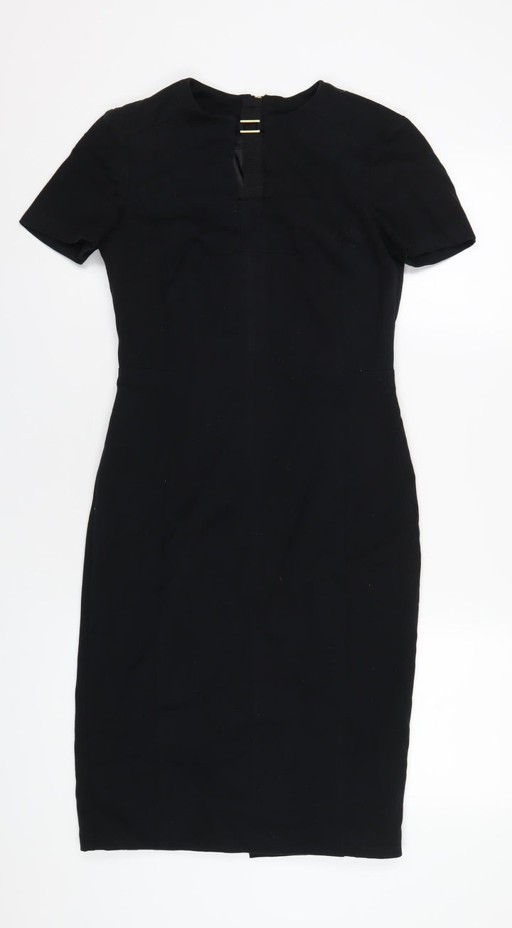 marksand Womens Blue Polyester Bodycon Size 8 Round Neck Zip