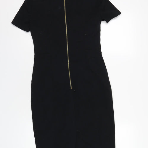 marksand Womens Blue Polyester Bodycon Size 8 Round Neck Zip