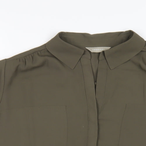 Anthology Womens Green Polyester Basic Blouse Size 16 Collared