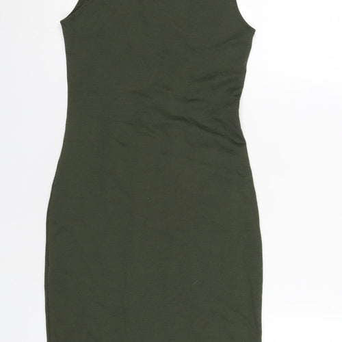 Zara Womens Green Polyester Bodycon Size S Scoop Neck Pullover