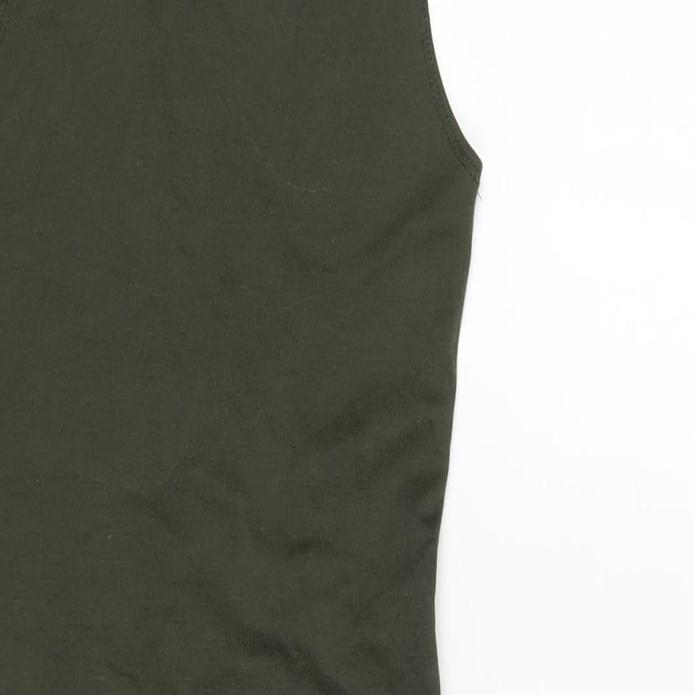 Zara Womens Green Polyester Bodycon Size S Scoop Neck Pullover