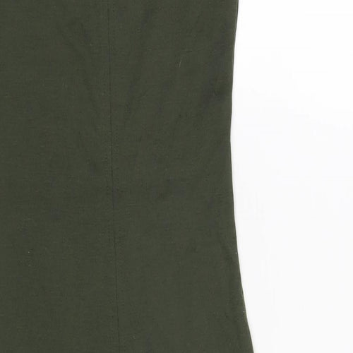 Zara Womens Green Polyester Bodycon Size S Scoop Neck Pullover
