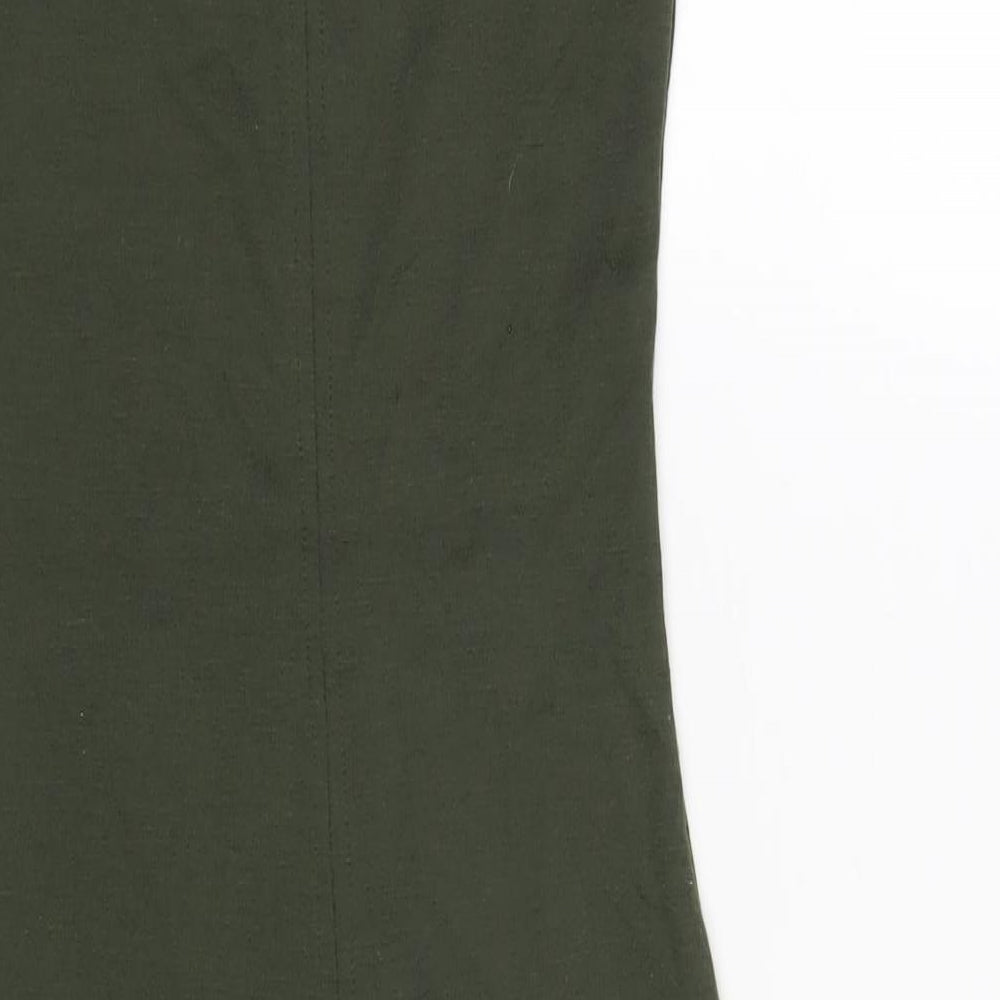 Zara Womens Green Polyester Bodycon Size S Scoop Neck Pullover