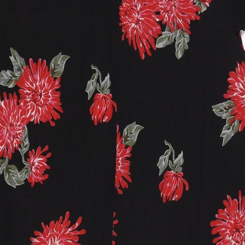 Bonmarché Womens Black Floral Viscose Shift Size 22 Round Neck Zip