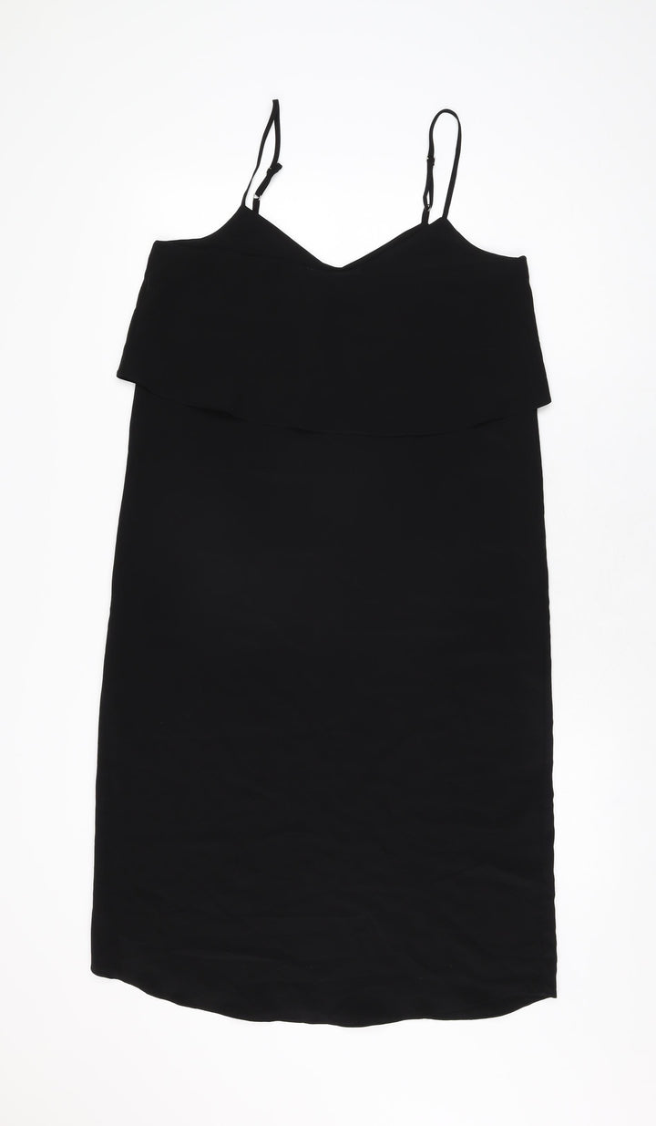 River Island Womens Black Polyester Shift Size 10 V-Neck Pullover