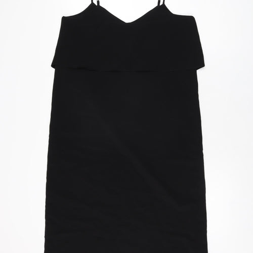River Island Womens Black Polyester Shift Size 10 V-Neck Pullover