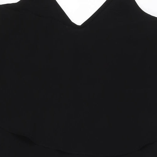 River Island Womens Black Polyester Shift Size 10 V-Neck Pullover