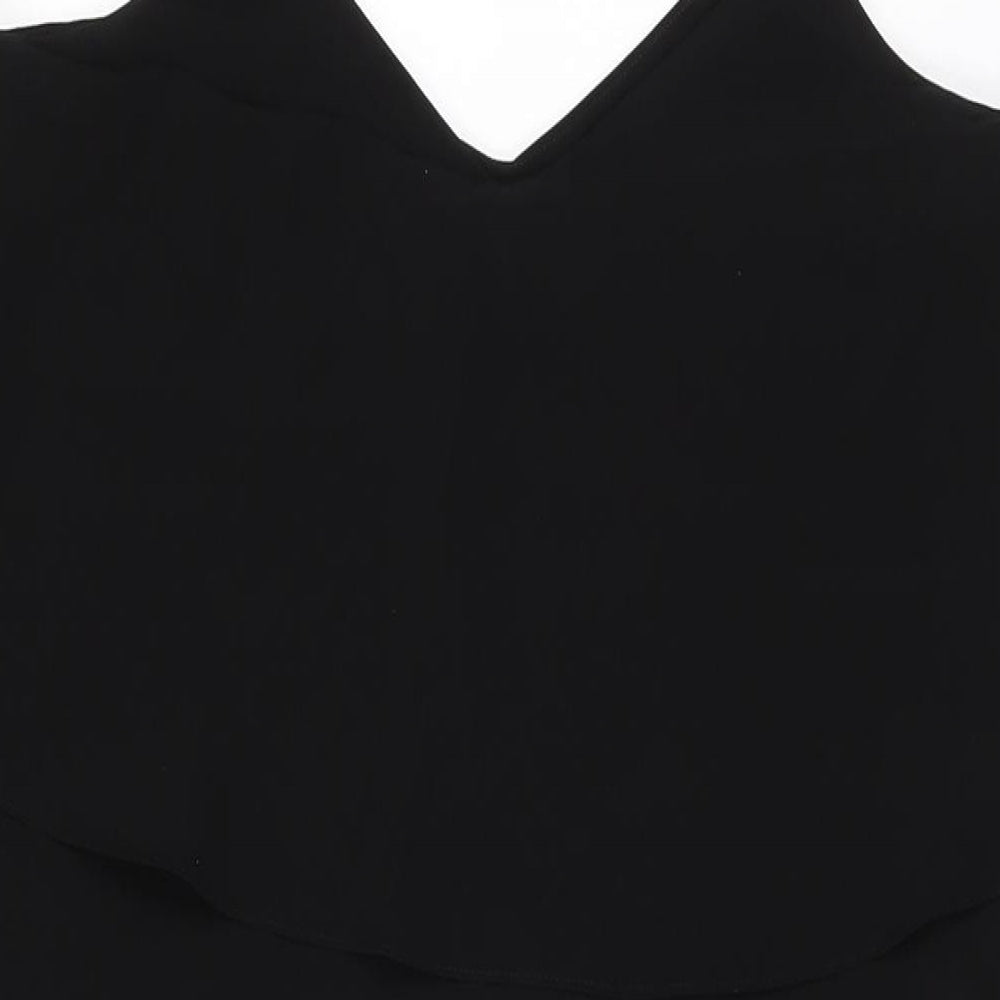 River Island Womens Black Polyester Shift Size 10 V-Neck Pullover