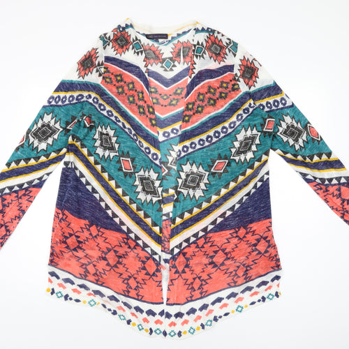 Marks and Spencer Womens Multicoloured V-Neck Geometric Acrylic Cardigan Jumper Size 20