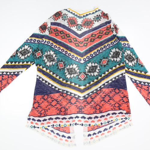 Marks and Spencer Womens Multicoloured V-Neck Geometric Acrylic Cardigan Jumper Size 20