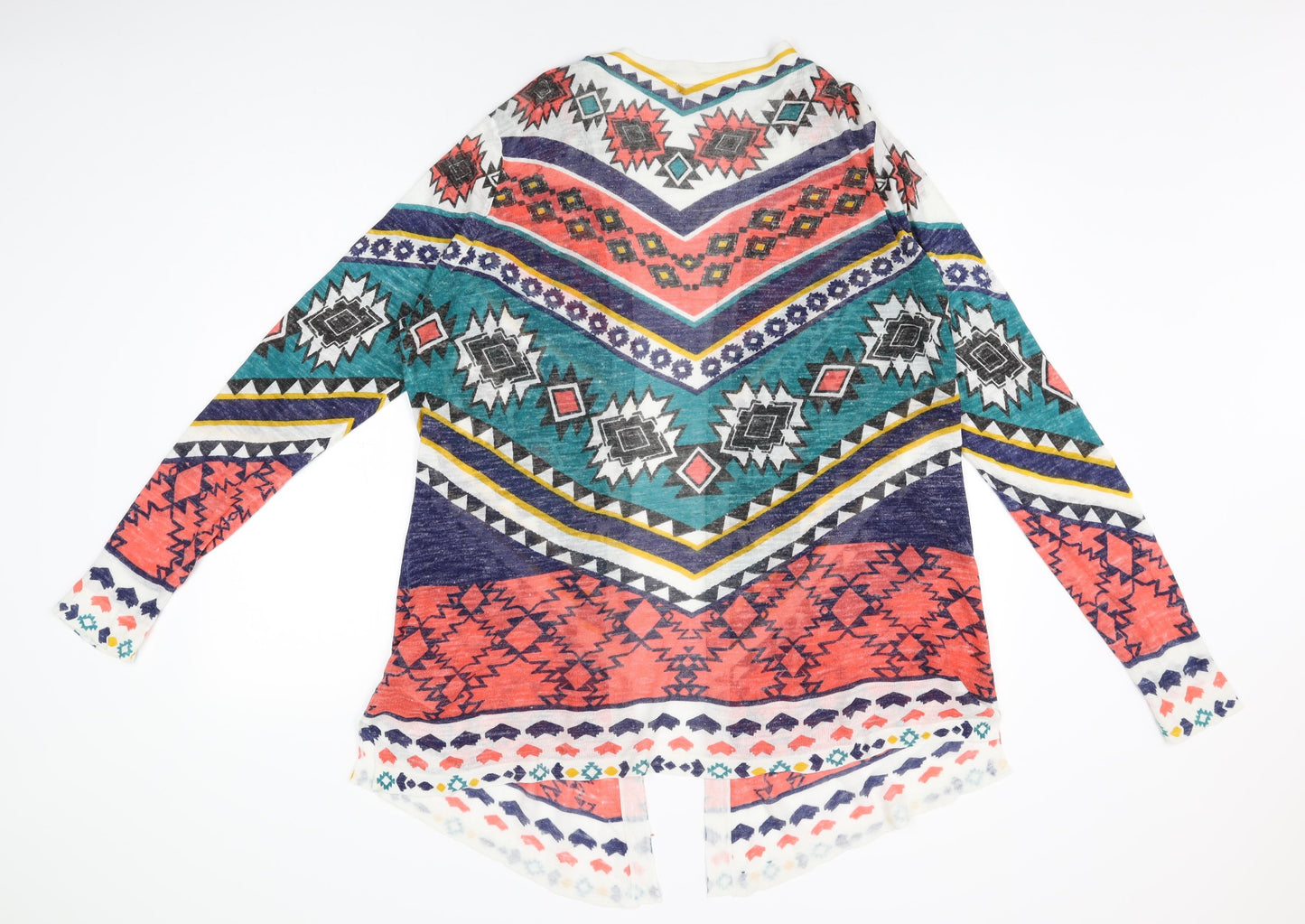 Marks and Spencer Womens Multicoloured V-Neck Geometric Acrylic Cardigan Jumper Size 20