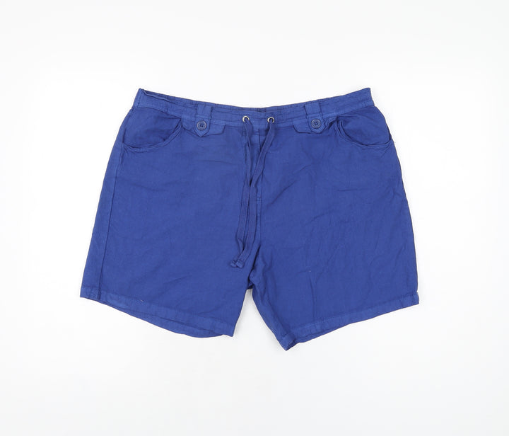 Originals Womens Blue Cotton Bermuda Shorts Size 16 L6.5 in Regular Drawstring