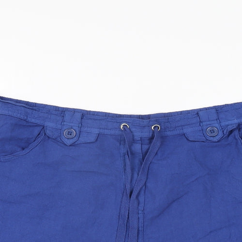 Originals Womens Blue Cotton Bermuda Shorts Size 16 L6.5 in Regular Drawstring
