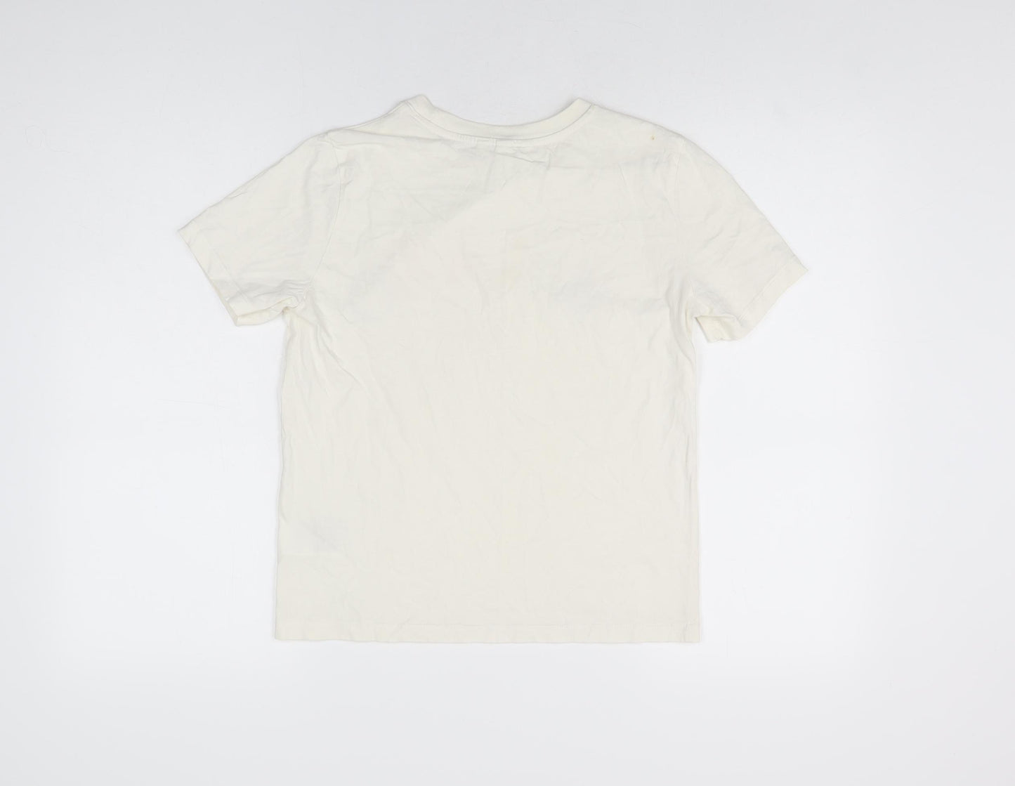 H&M Womens Ivory Cotton Basic T-Shirt Size XS Round Neck - Milano
