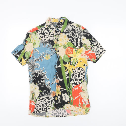 Topman Mens Multicoloured Floral Viscose Button-Up Size XS Collared Button