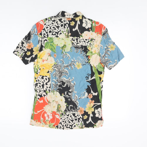 Topman Mens Multicoloured Floral Viscose Button-Up Size XS Collared Button
