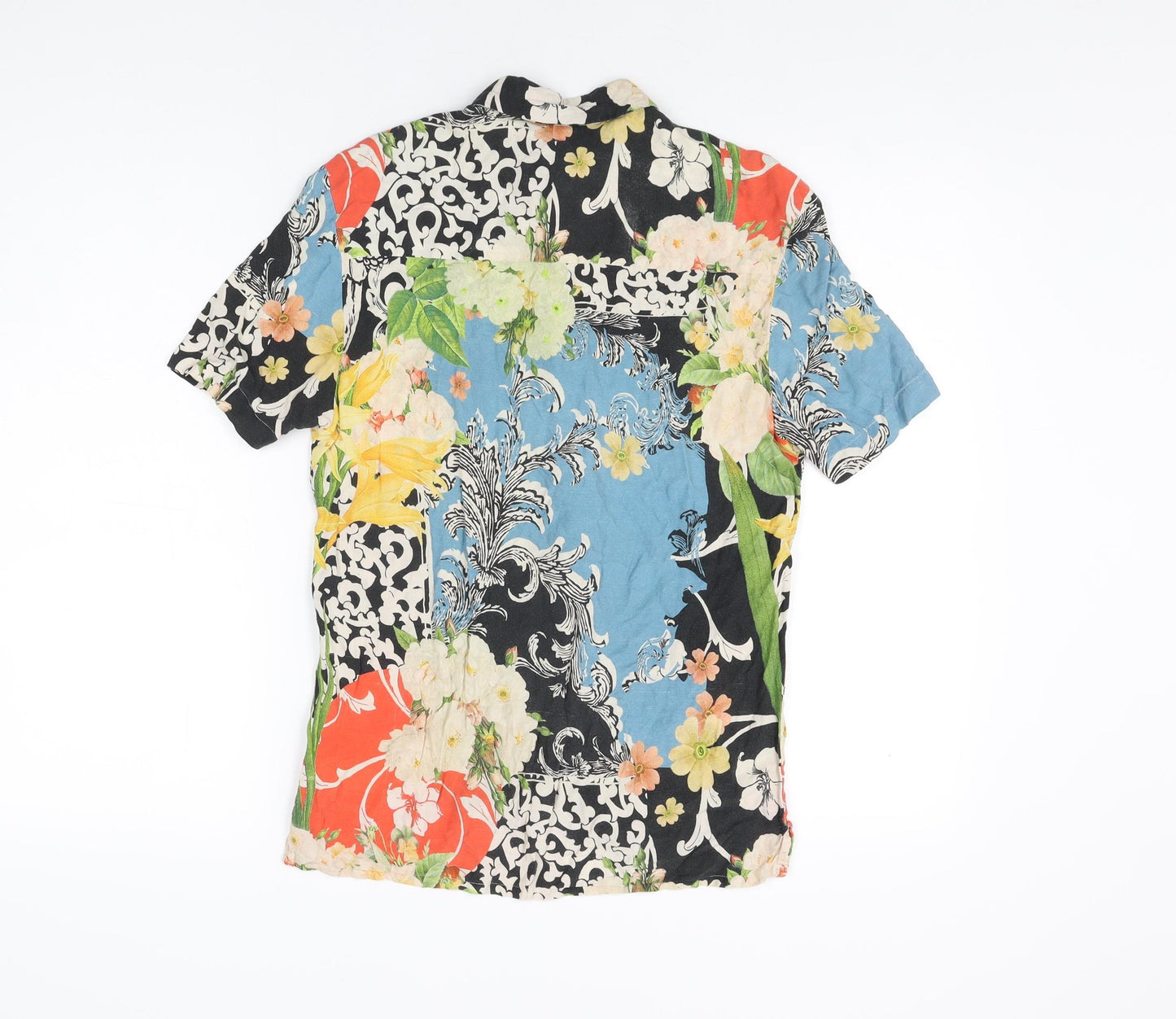 Topman Mens Multicoloured Floral Viscose Button-Up Size XS Collared Button
