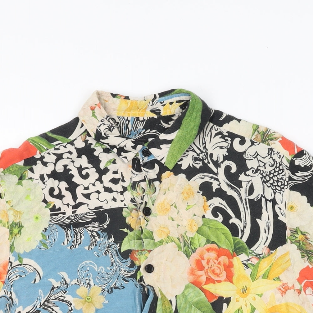 Topman Mens Multicoloured Floral Viscose Button-Up Size XS Collared Button