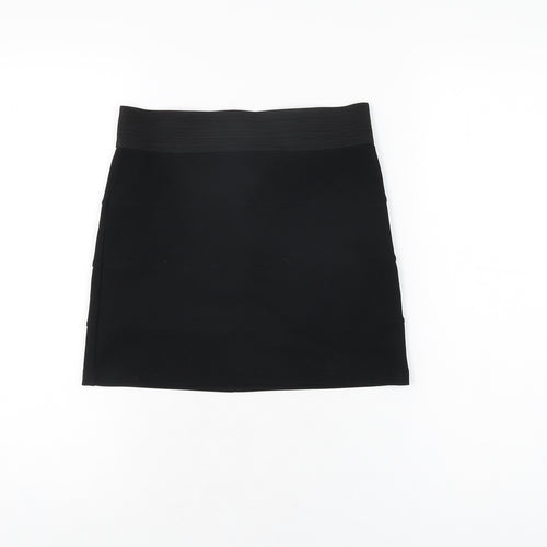 Miss Selfridge Womens Black Polyester Mini Skirt Size 8 Zip