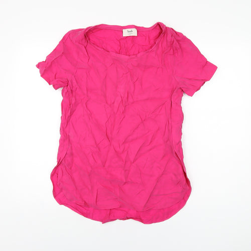 Hush Womens Pink Cupro Basic T-Shirt Size 10 Scoop Neck