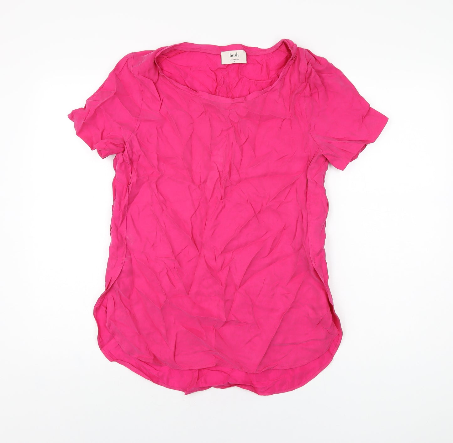 Hush Womens Pink Cupro Basic T-Shirt Size 10 Scoop Neck