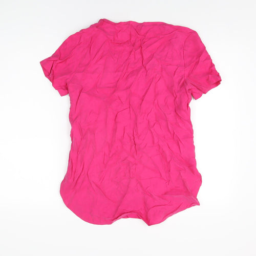 Hush Womens Pink Cupro Basic T-Shirt Size 10 Scoop Neck