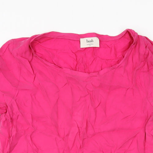 Hush Womens Pink Cupro Basic T-Shirt Size 10 Scoop Neck