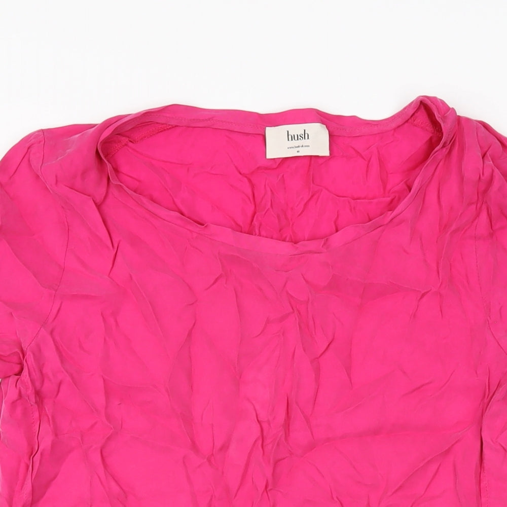 Hush Womens Pink Cupro Basic T-Shirt Size 10 Scoop Neck