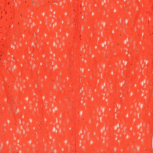 Oasis Womens Red Floral Polyester Shift Size 14 Round Neck Zip