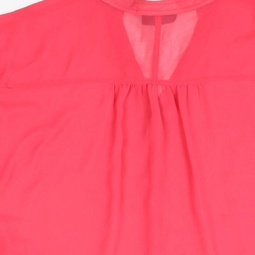 Topshop Womens Pink Polyester Basic Button-Up Size 10 V-Neck