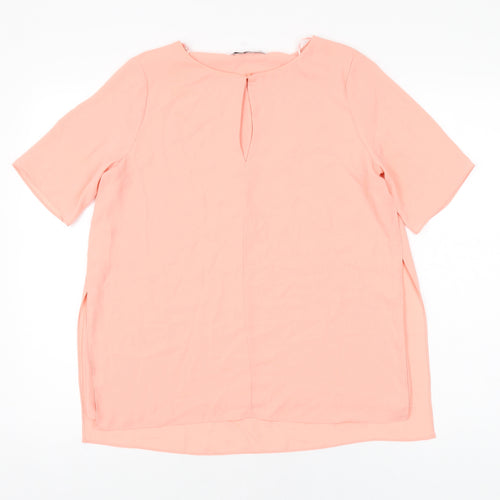 Mango Womens Pink Polyester Basic Blouse Size S Round Neck