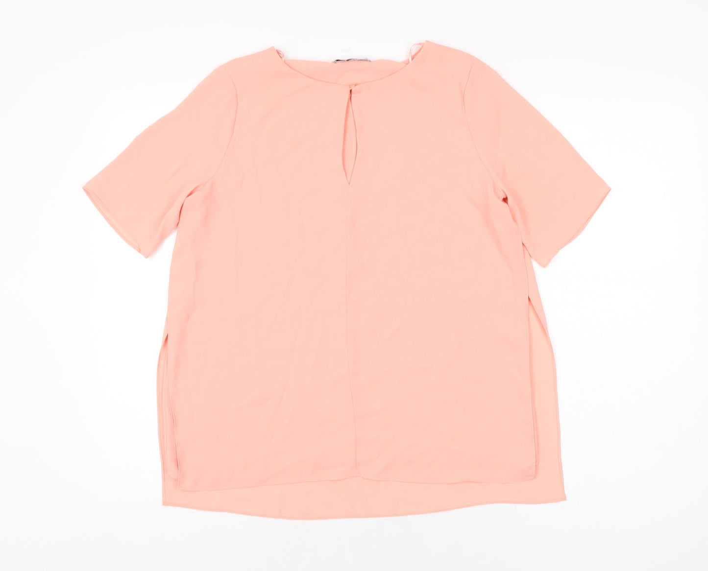 Mango Womens Pink Polyester Basic Blouse Size S Round Neck